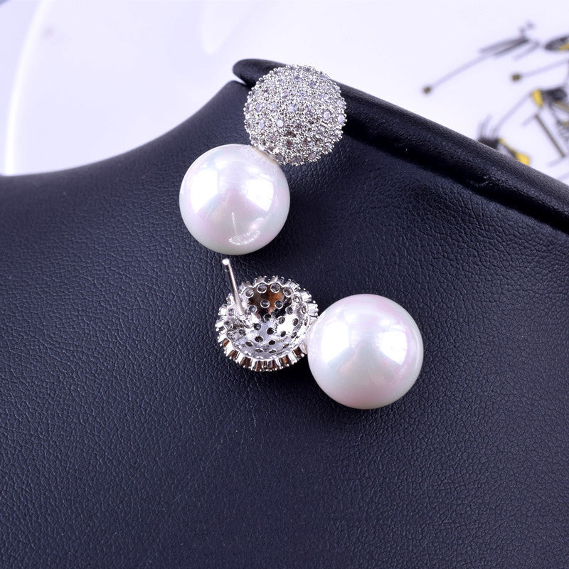 Simple pearl silver earrings
