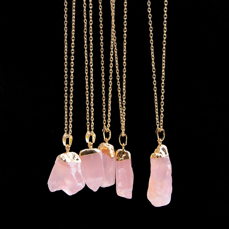 Natural crystal single ring necklace