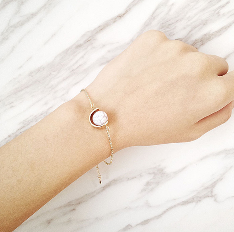 Vintage Bracelet Transfer Bead Bracelet Marble Simple Bead Bracelet Female