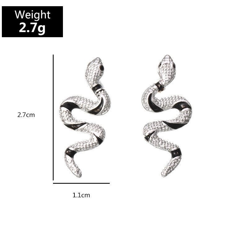 Personality Creative Curved Snake Shape Earrings Alloy Snake Stud Earrings