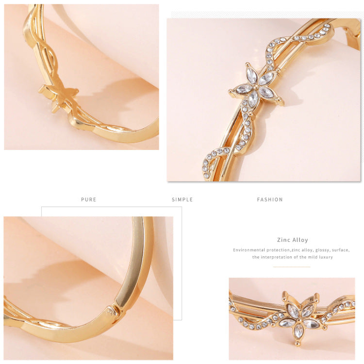 Diamond-studded Alloy Bracelet, Flowers Full Of Diamonds, Light Luxury