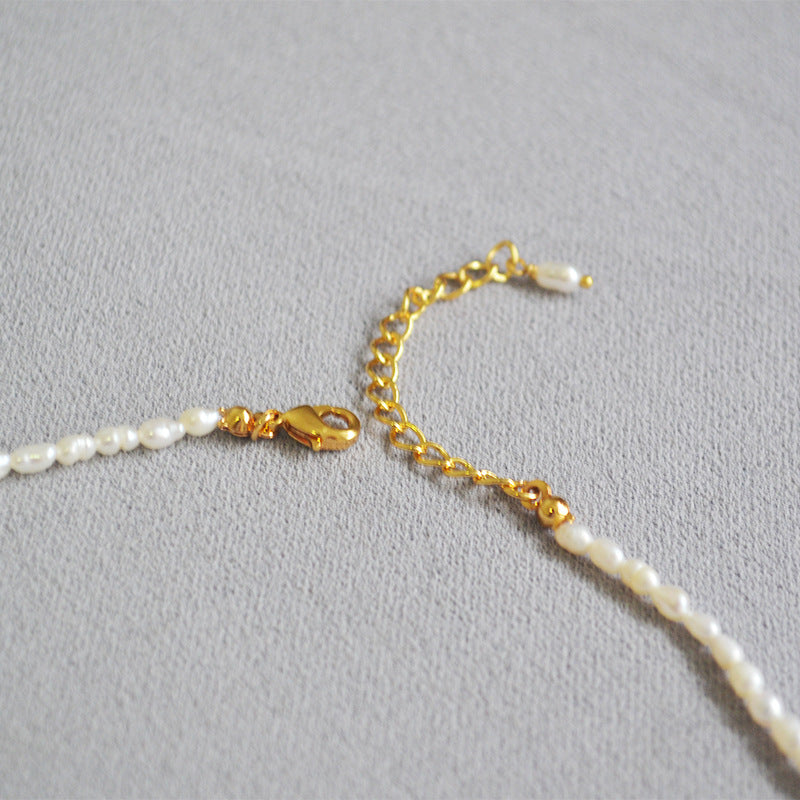 Pearl short Moon Necklace