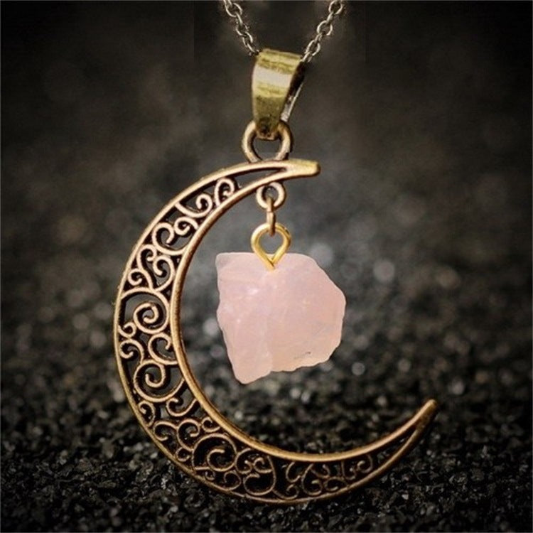 Natural Stone Crystal Necklace Vintage