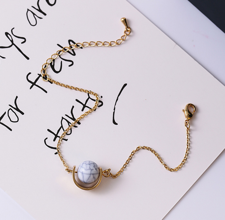 Vintage Bracelet Transfer Bead Bracelet Marble Simple Bead Bracelet Female