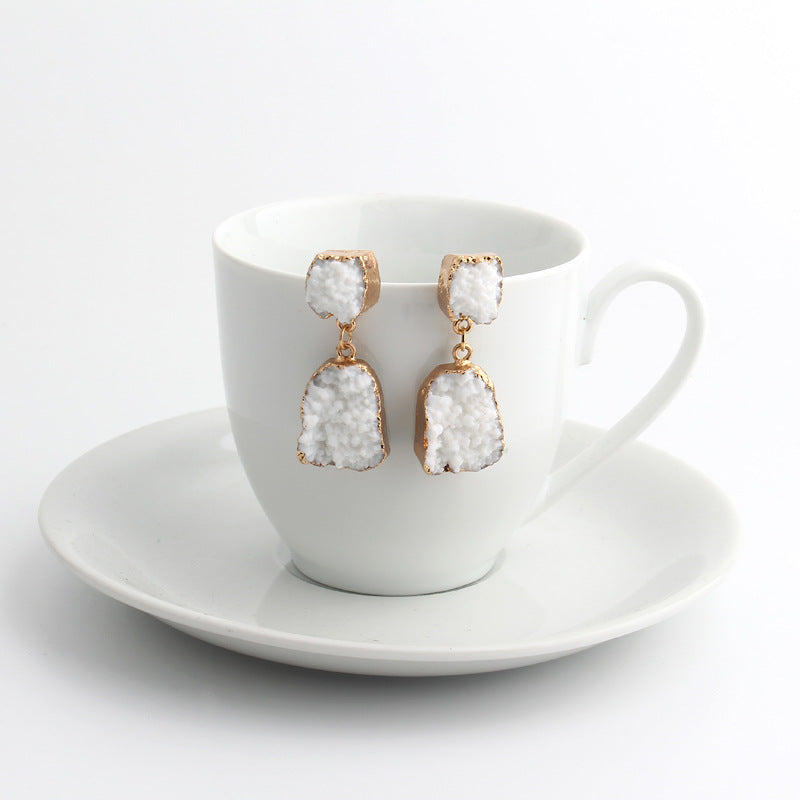 Personalized New Imitation Natural Stone Resin Earrings