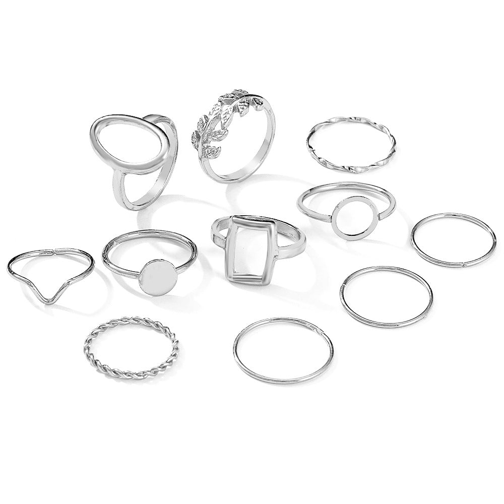 Vintage Fashion Geometric Articulated Ring Ring Set