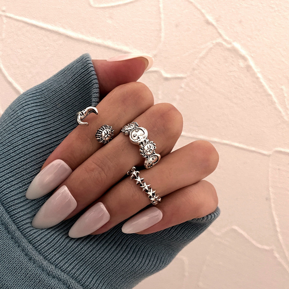 Knuckle Ring Creative Boho Style Hollow Knuckle Ring Set Of 9