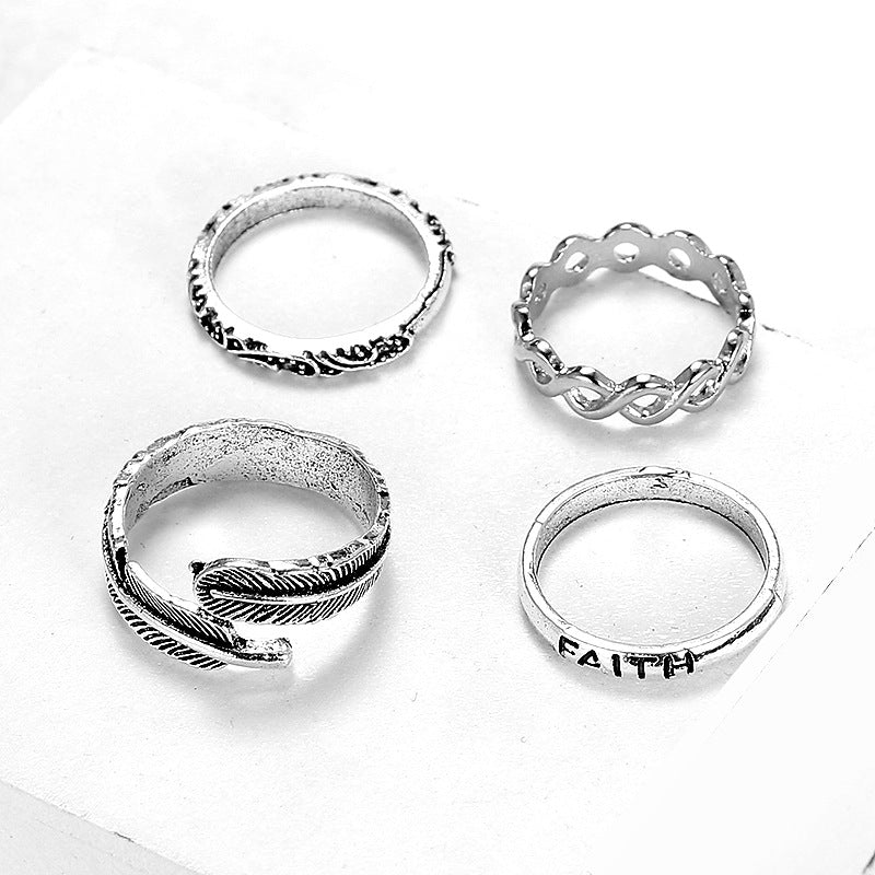 Flower diamond leaf ring set of 13