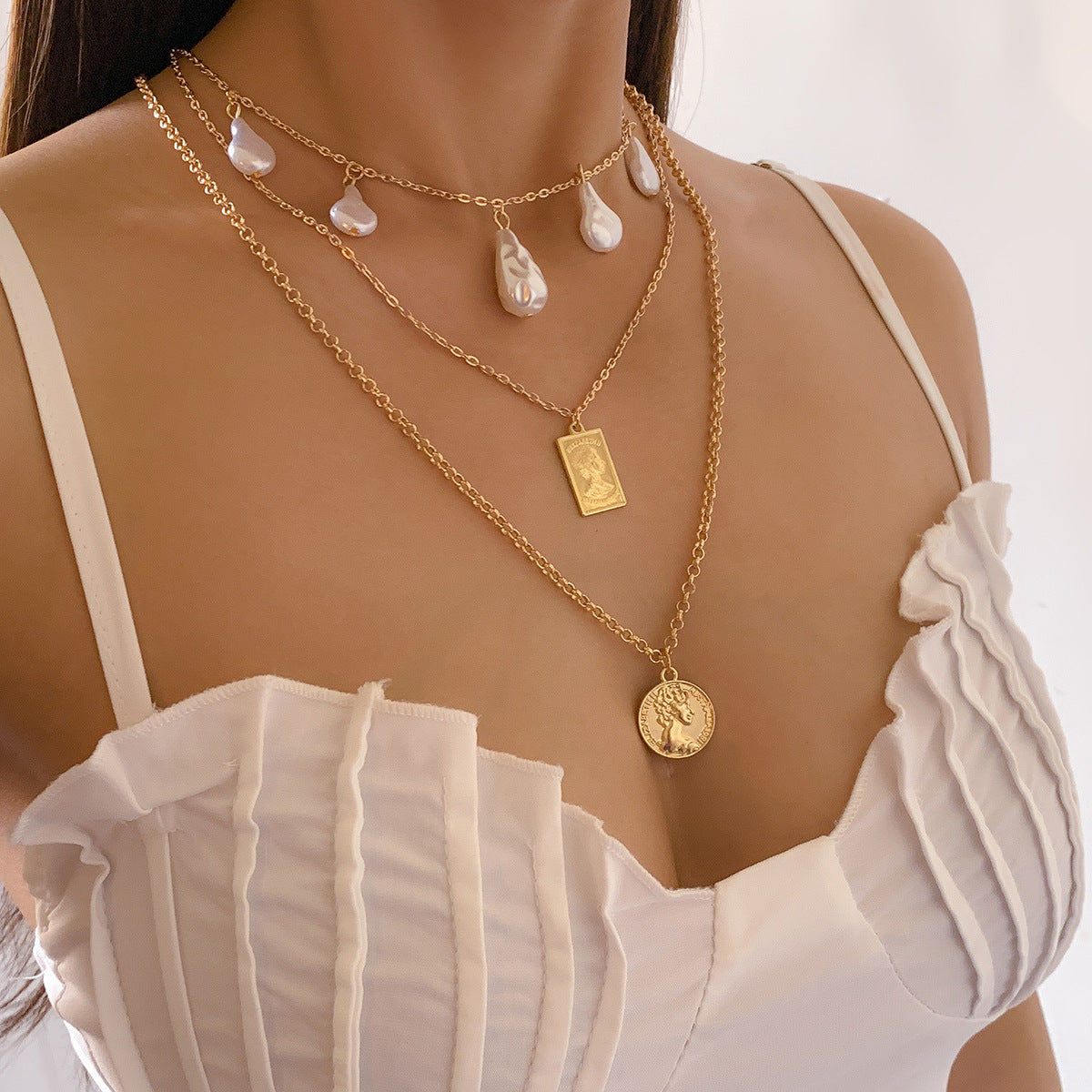 Baroque Shaped Pearl Stacking Necklace