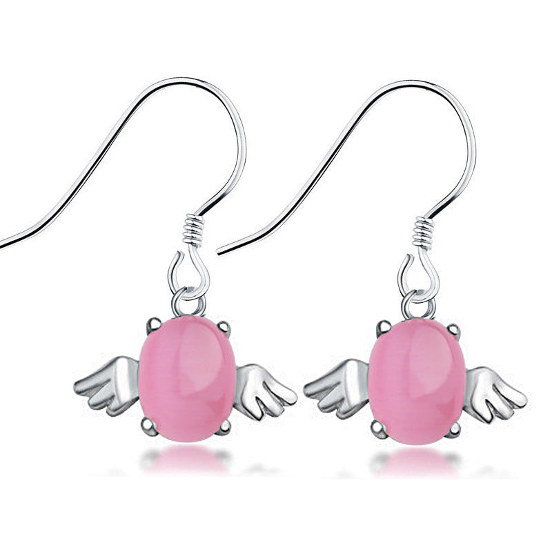 Angel Egg Earrings Pink Moonstone Angel Earrings