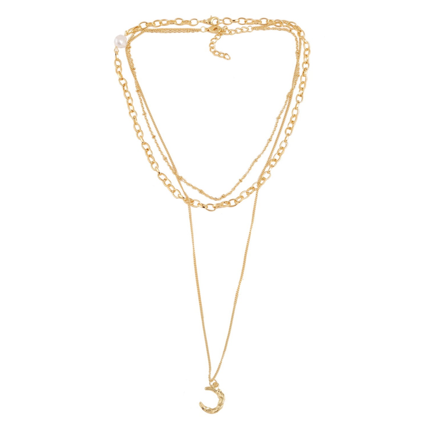 Multilayer Pearl Cross Necklace
