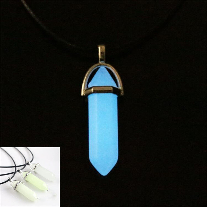 Natural Stone Agate Crystal Hexagonal Pillar Necklace