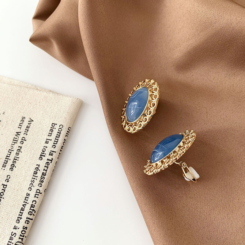 s925 silver pin blue stone earrings