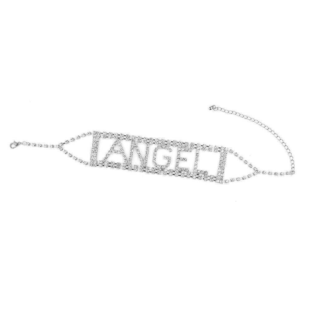 Hollow letter full diamond necklace ANGEL