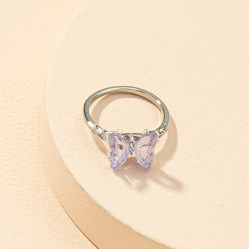 Summer Crystal Glass Butterfly Ring