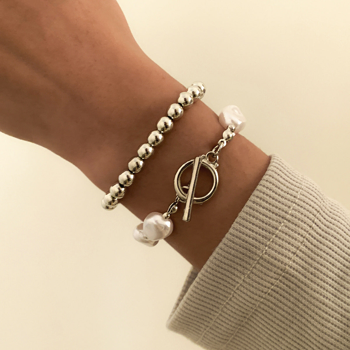 Temperament Corn Grain Imitation Pearl Set Bracelet