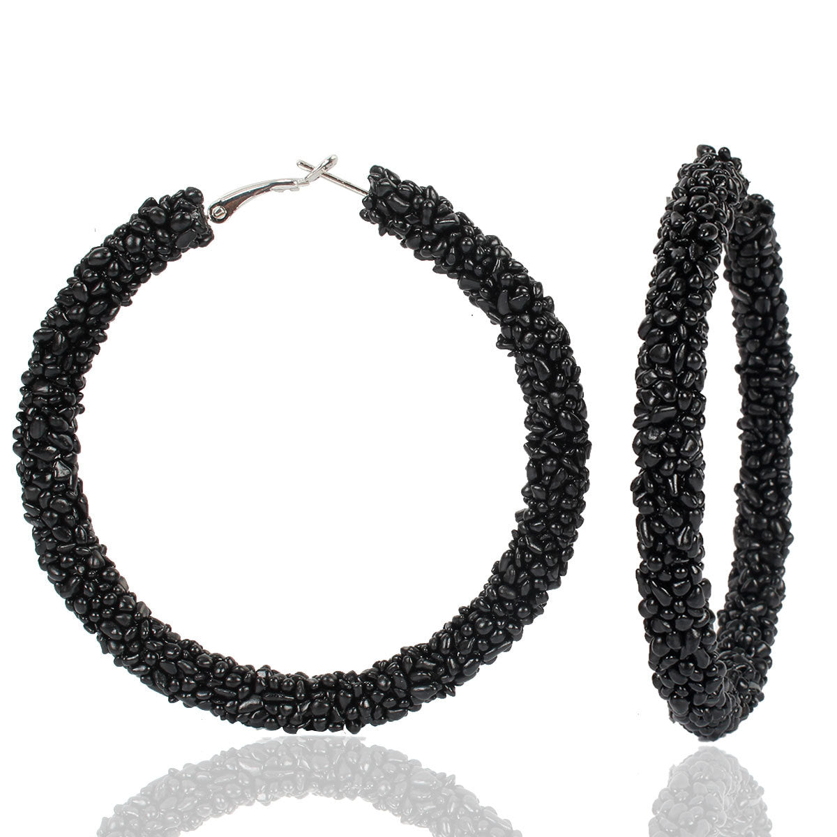 Wild Raw Stone Hoop Earrings