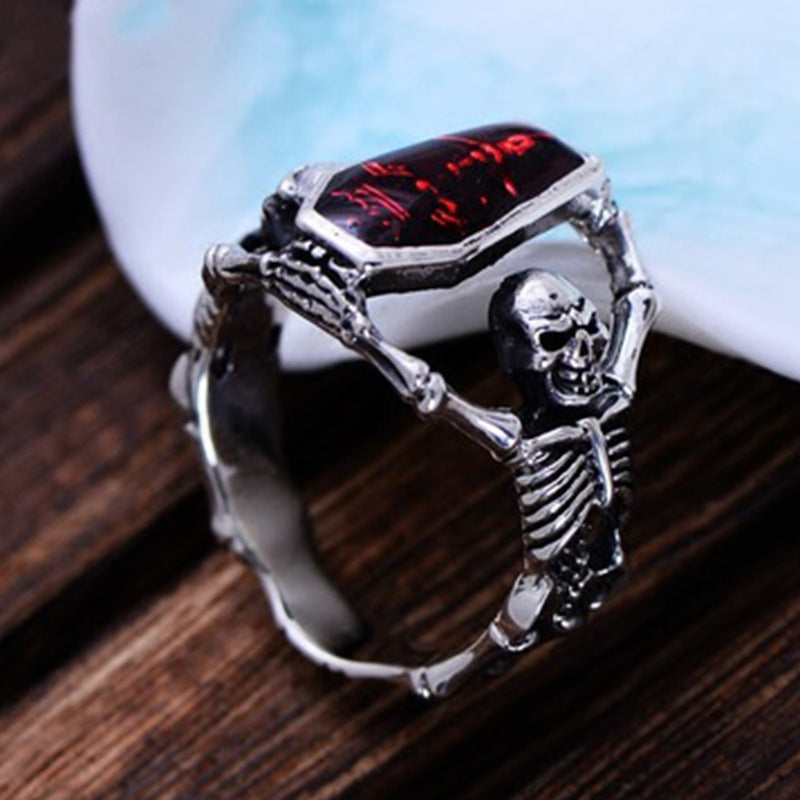 Vintage Thai Silver Vampire Bat Skull Ring