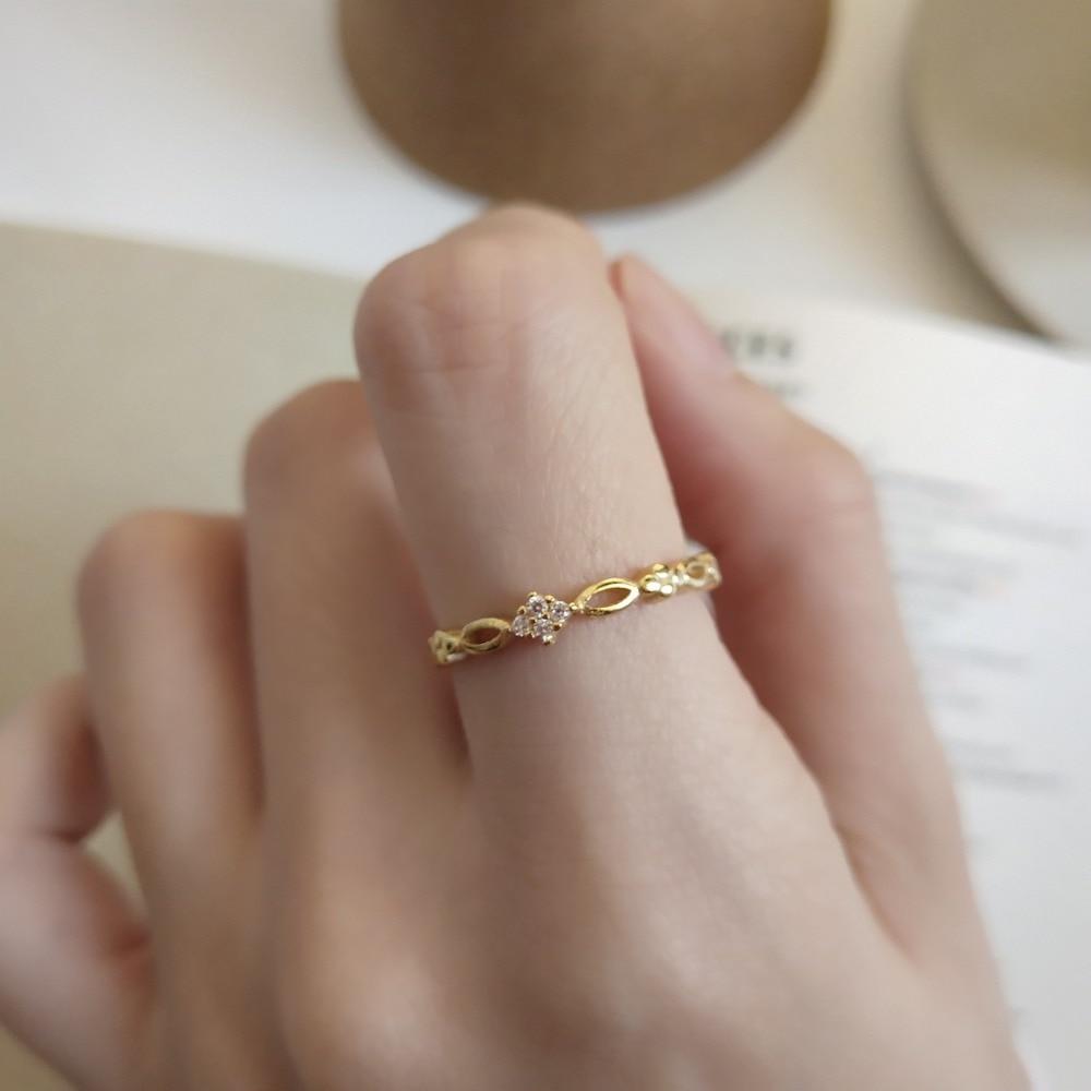 925 sterling silver gold plated ring ring female food knuckle ring simple temperament tide Japan Korean girlfriends gift