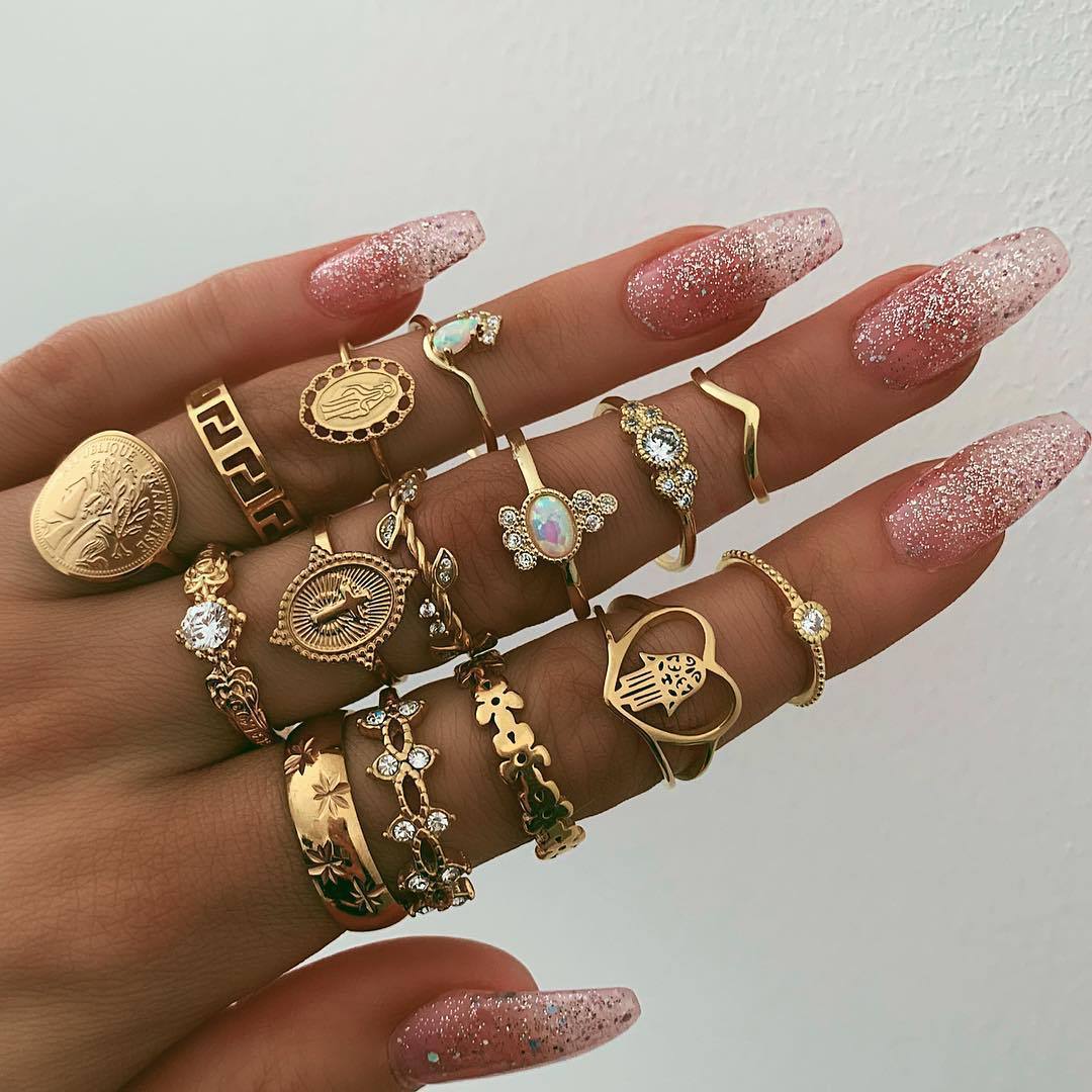 13-Piece vintage diamond ring set