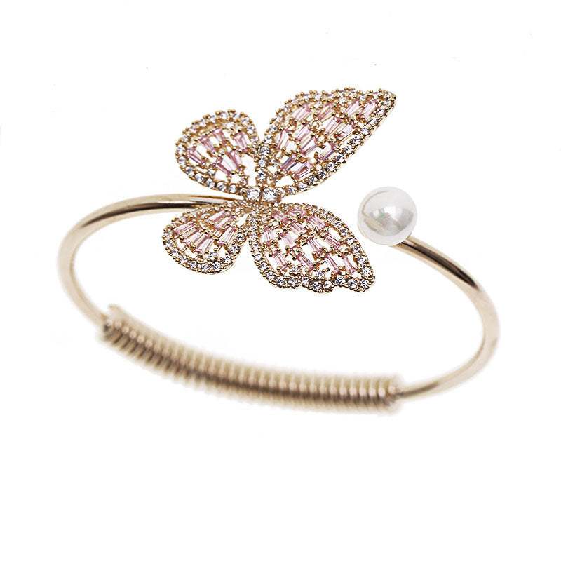 Shining pearl butterfly bracelet