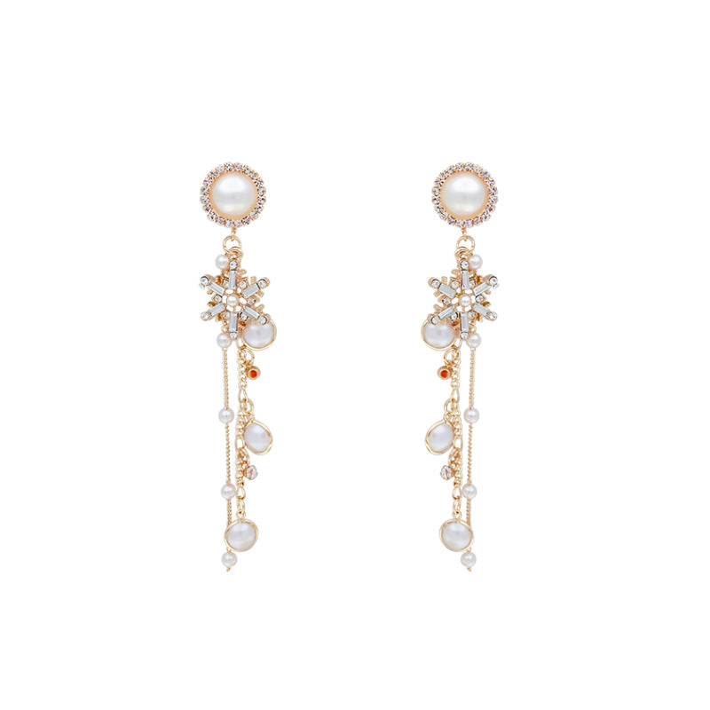 Long pearl earrings