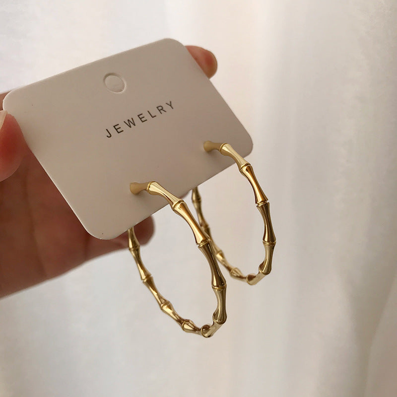 C-shaped Slub Earrings Female Metal Hoop Opening Exaggerated Cold Large Earrings