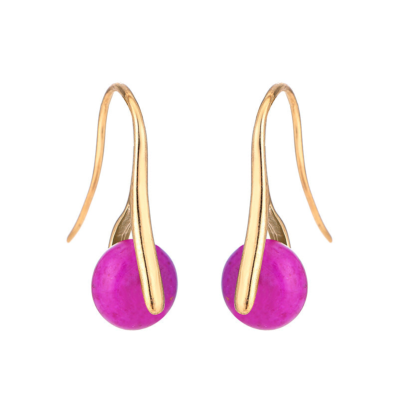 Textured Natural Stone Female Earrings