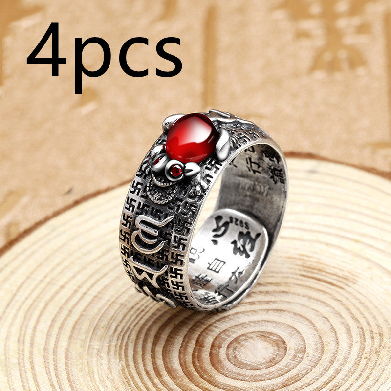 Little Pixiu Heart Sutra Ring Men And Women Lucky