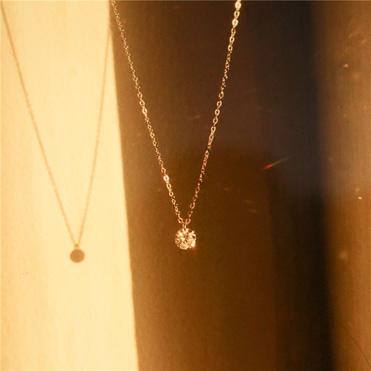 Single zircon and diamond necklace