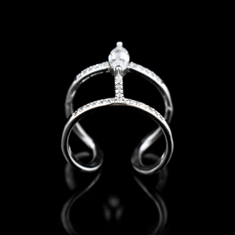 Double Layer Ring With Zircon Super Sparkling Fashion