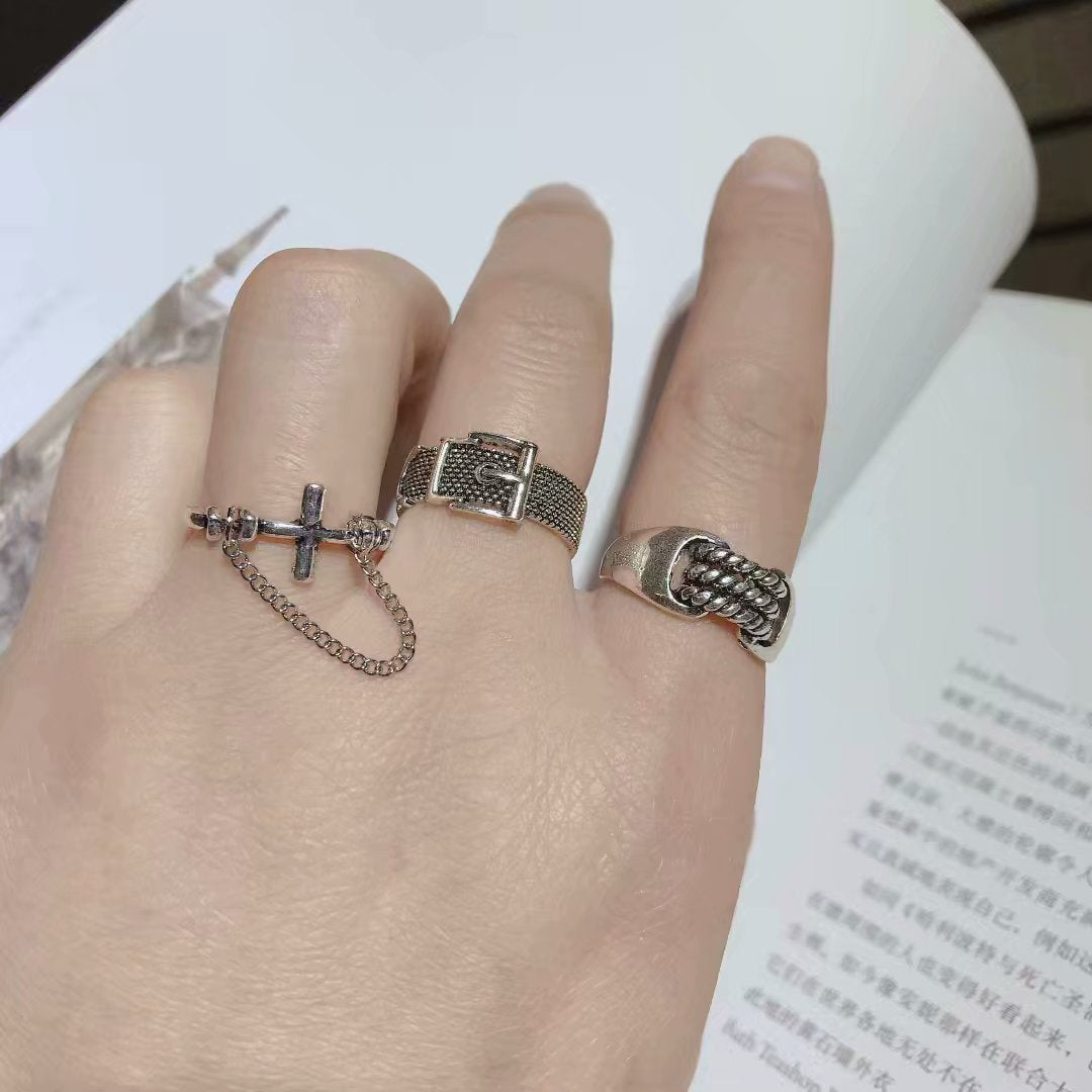 Fashion Creative Simple Belt Cross Ring