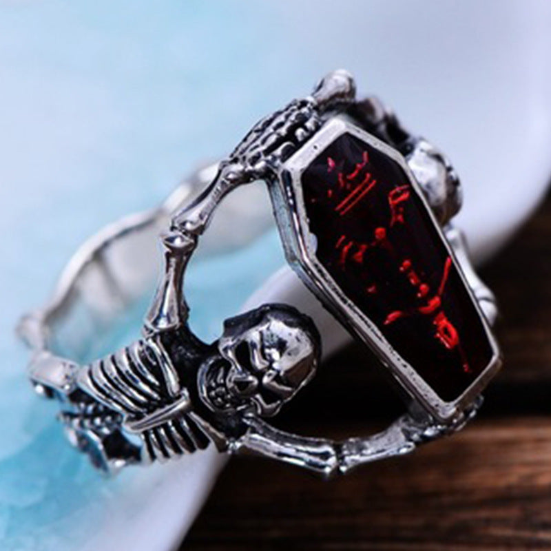 Vintage Thai Silver Vampire Bat Skull Ring