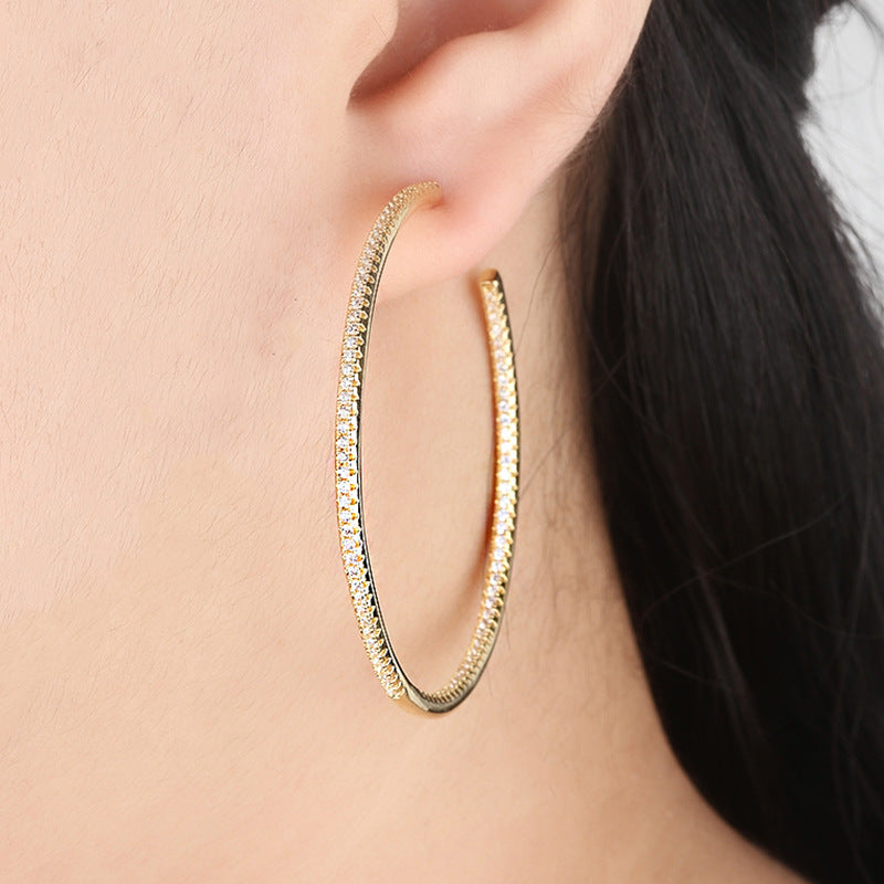 Creative Sparkling Zircon Hoop Earrings