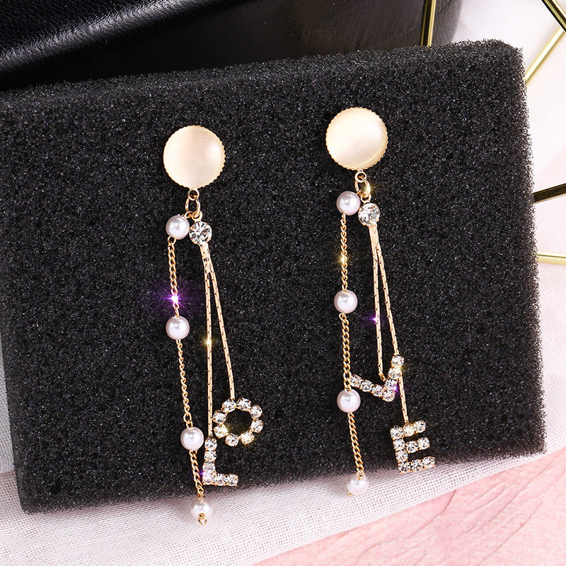 Personality Diamond Retro Earrings Tassel Wild Long Earrings Tide