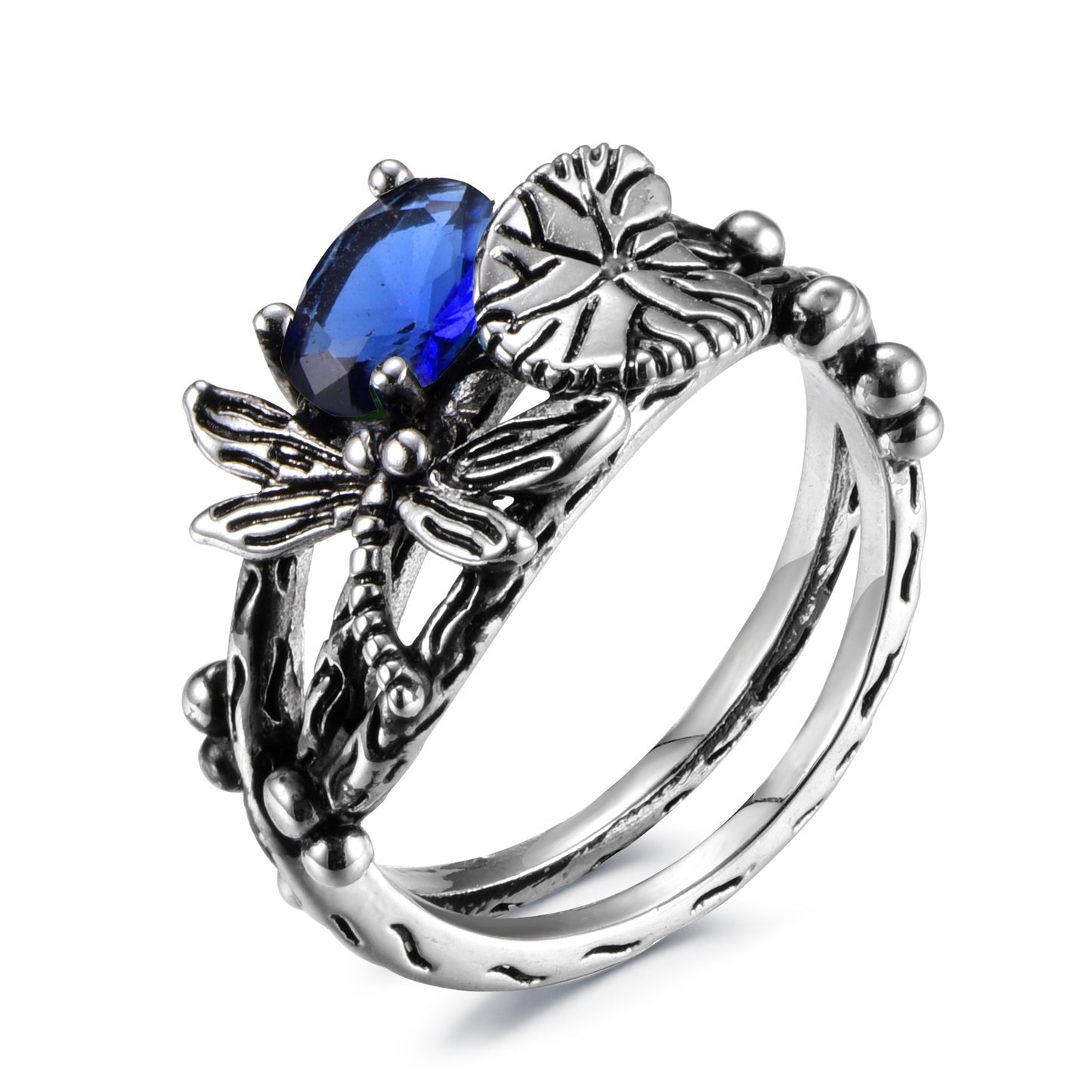 Dragonfly lotus ring