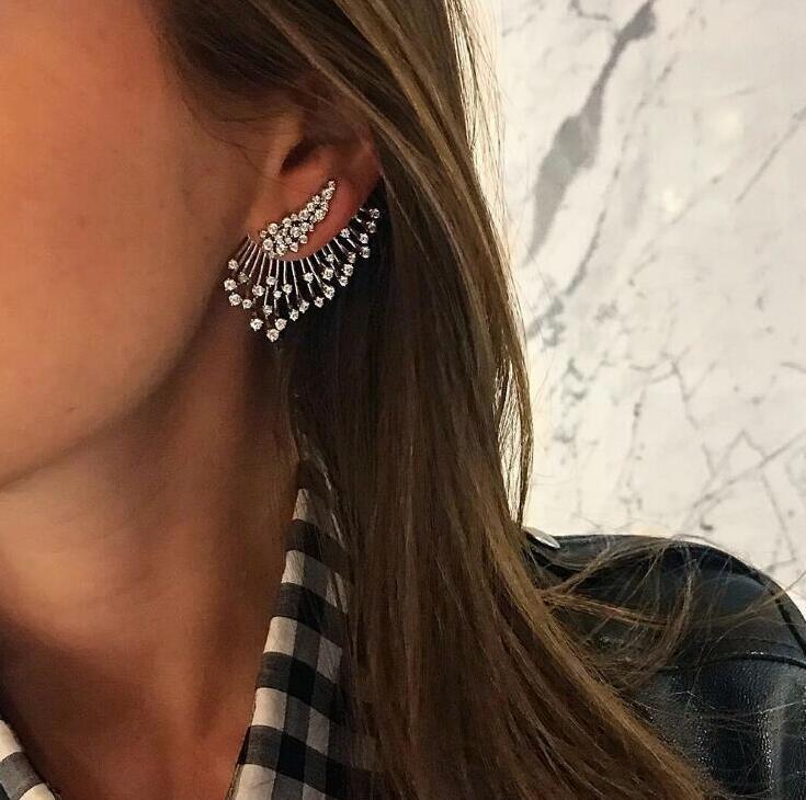 Alloy Diamond Wing Earrings Asymmetrical Multi-layer Stud Earrings