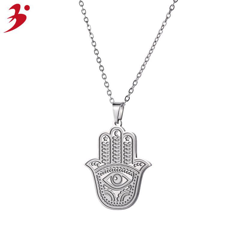 Evil Eye Necklace Hand Of Fatima Stainless Steel Pendant