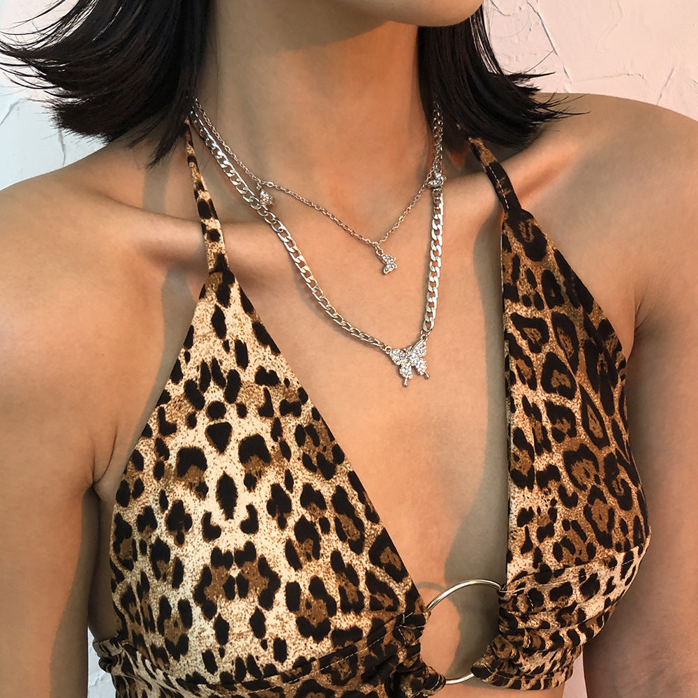 Fairy Butterfly Diamond-studded Temperament Necklace