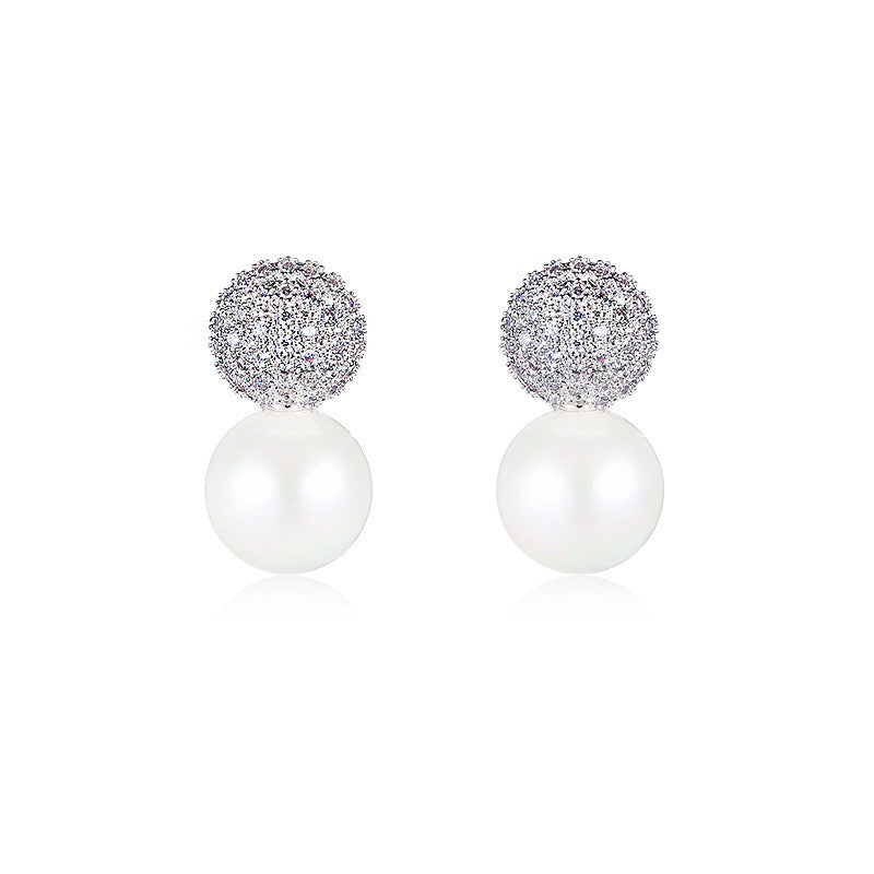 Simple pearl silver earrings