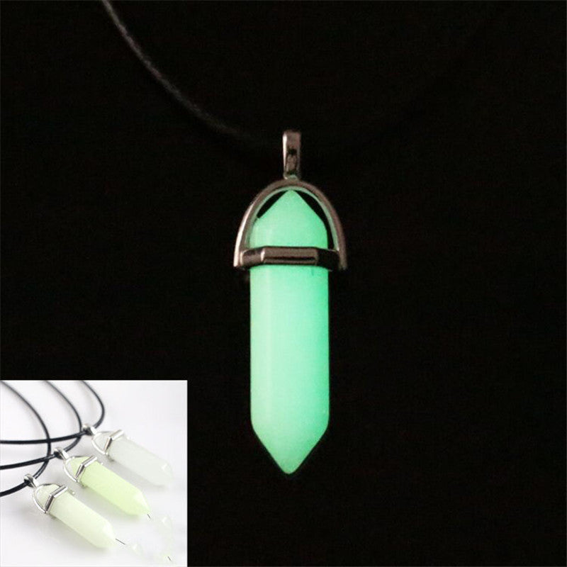 Natural Stone Agate Crystal Hexagonal Pillar Necklace