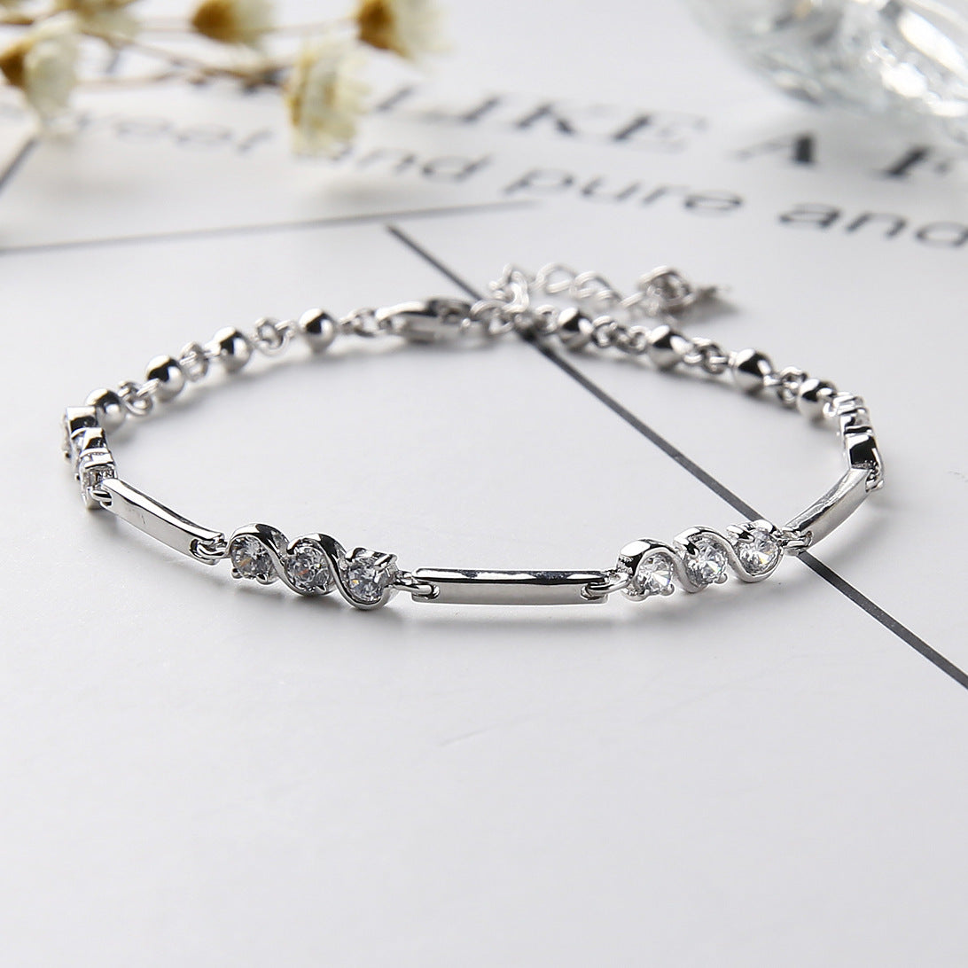 Sterling Silver Diamond Bracelet With Hearts And Arrows