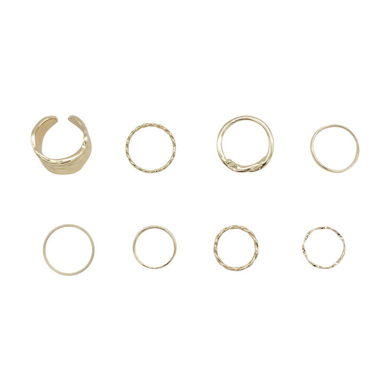 Cold Wind Twisted Ring Set Japanese Style