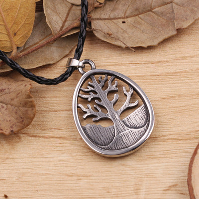 Tree Of Life Pendant Necklace Stainless Steel Crystal Round Necklace