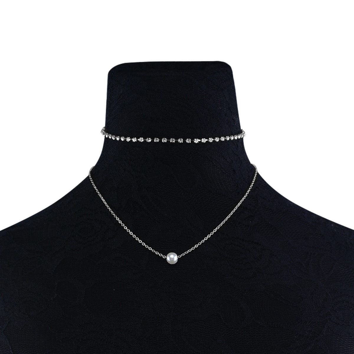 Sparkling Diamond Pearl Multilayer Necklace