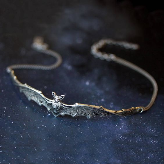 Gothic Large Wing Flying Bat Collar Ghost