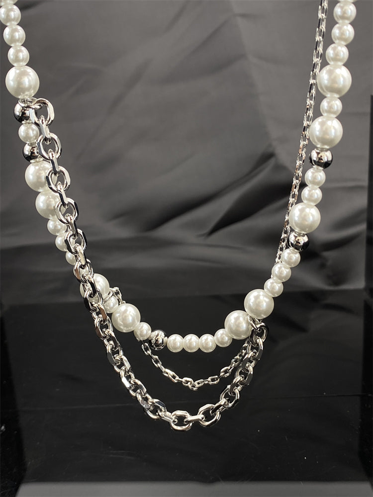 Premium Double Layer Cross Pearl Necklace