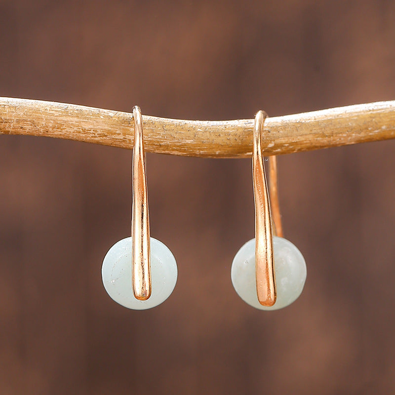 Textured Natural Stone Female Earrings