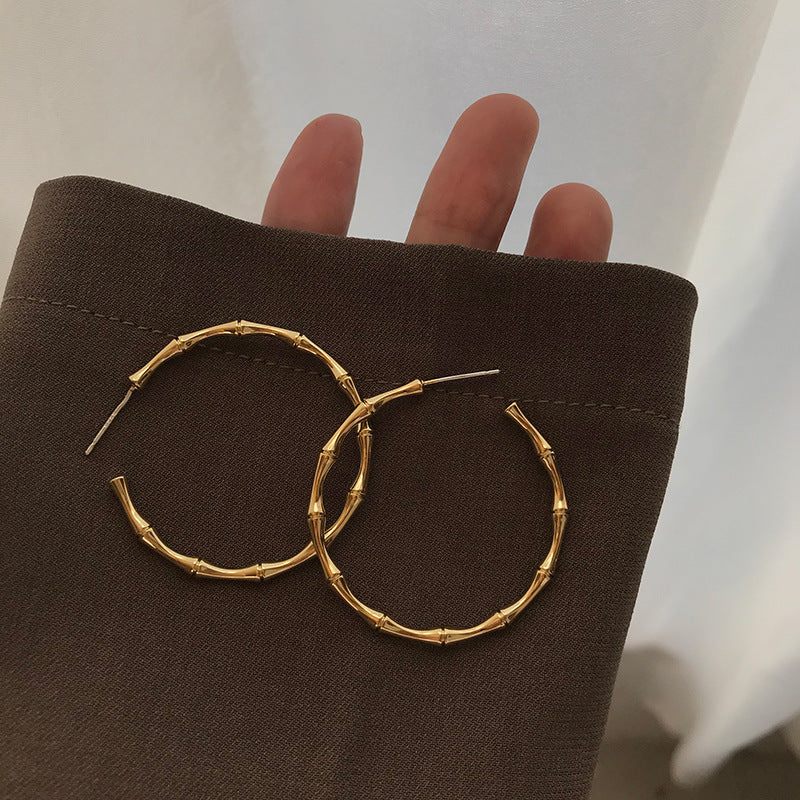 C-shaped Slub Earrings Female Metal Hoop Opening Exaggerated Cold Large Earrings