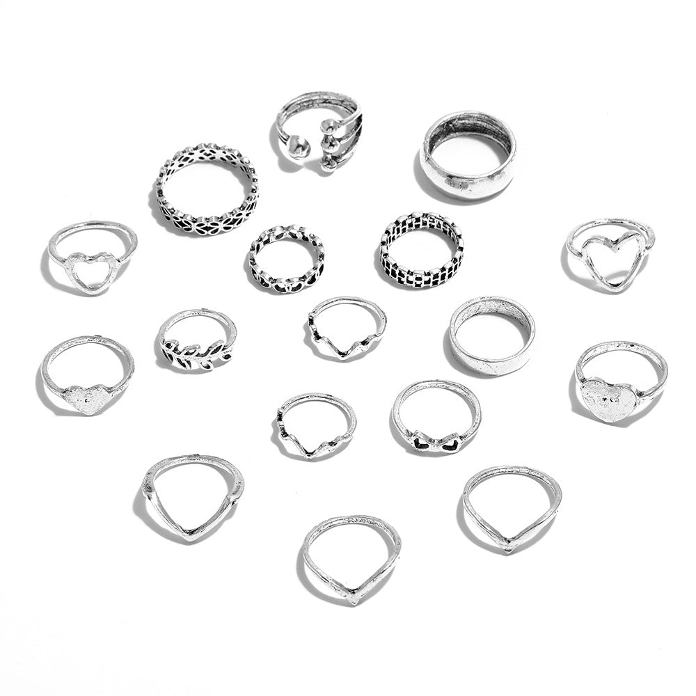 Metal Love Ring Set Bracelet Set